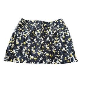 Christopher & Banks Women’s Skort 16 Linen Blend Navy Yellow White Abstract
